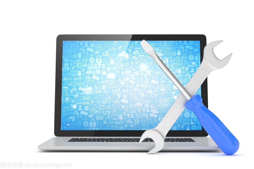 筆記本電腦維修與維護中的扳手與螺絲刀 工具背后的計算機服務(wù)